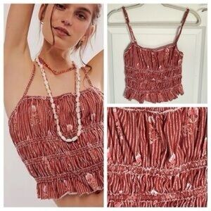 Free People We The Free Dolce Vita Smocked Floral Stripe Cami Tank - Medium